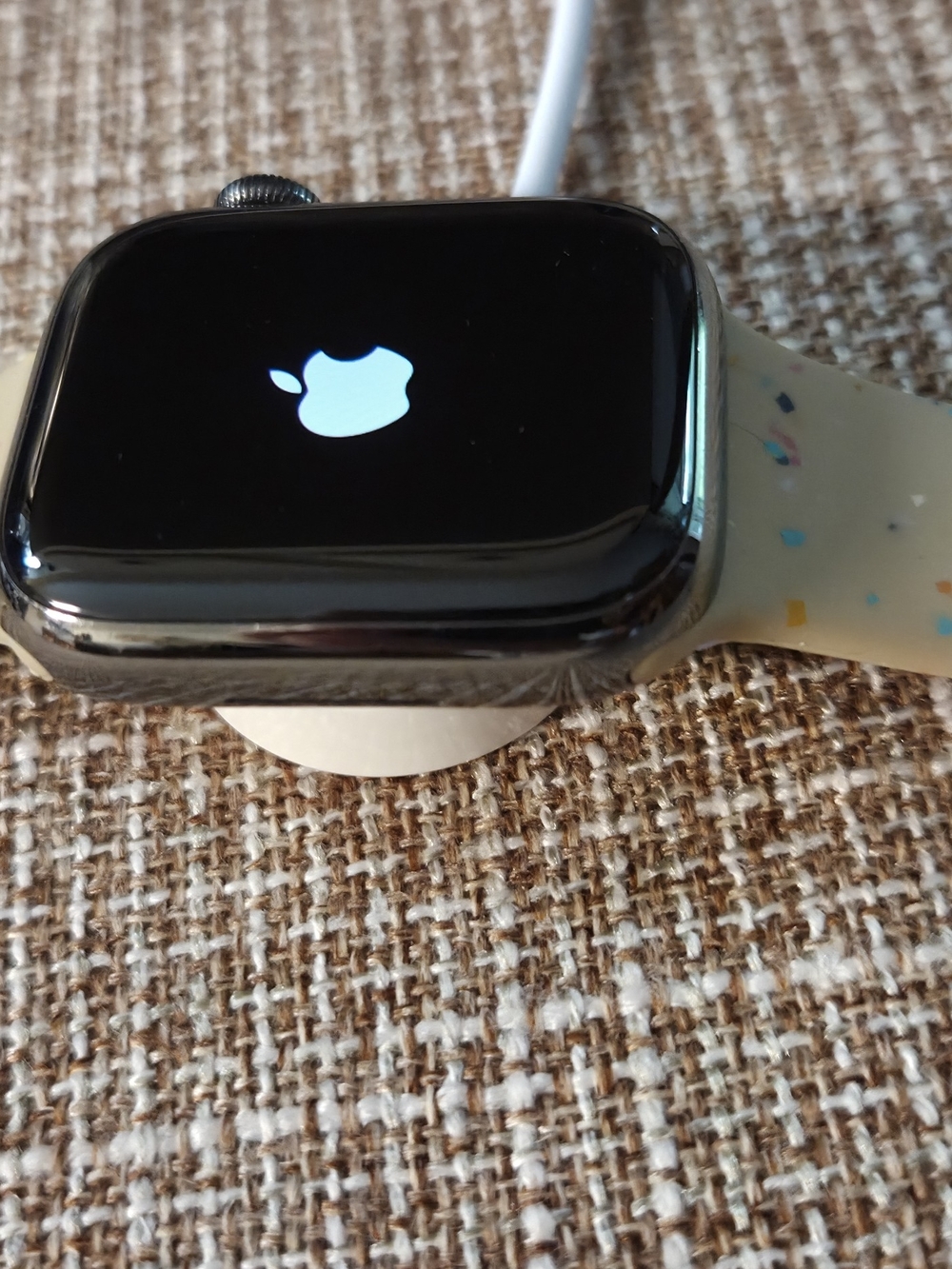 Apple Watch with Confetti Cream Silicone Band